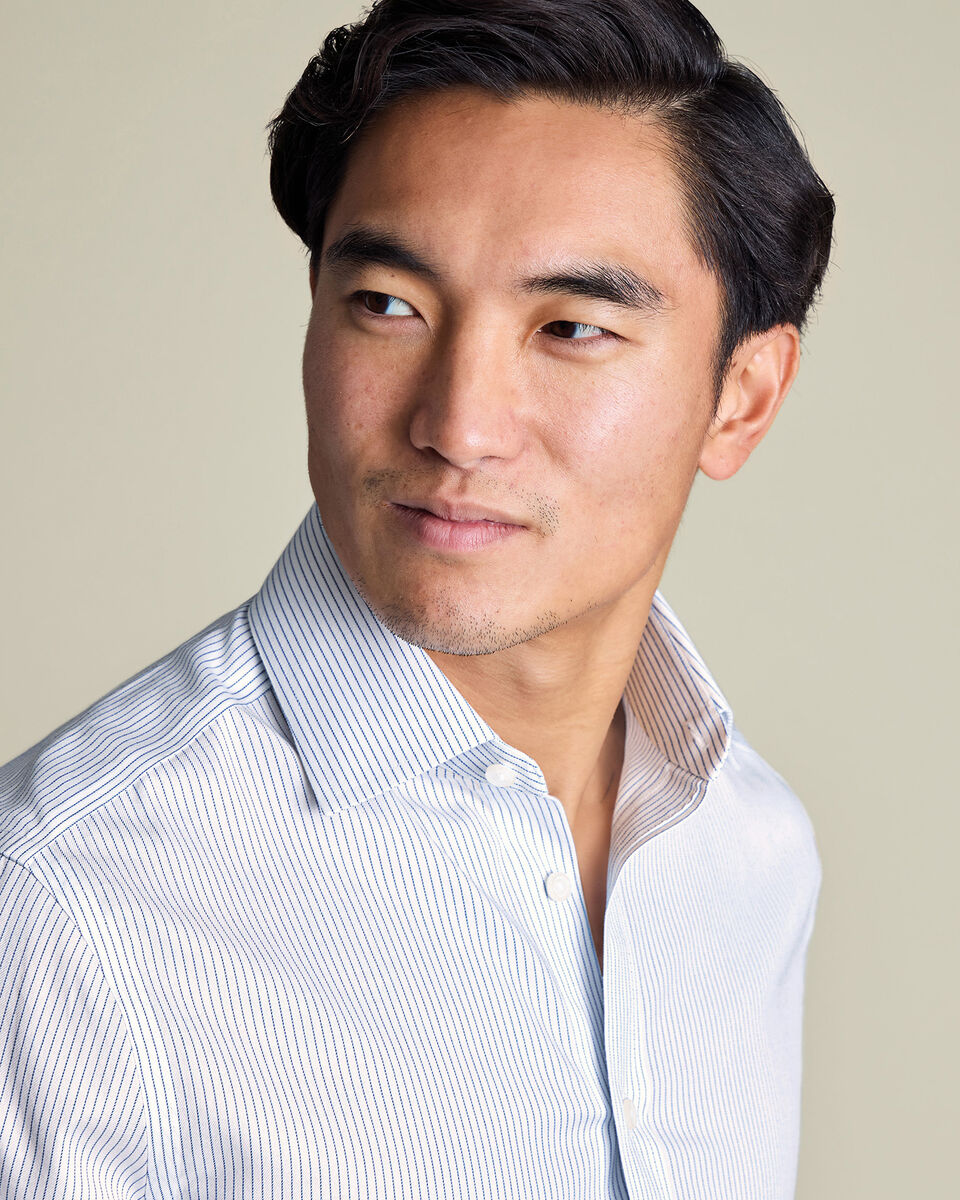 Non-Iron Twill Stripe Shirt – Indigo Blue