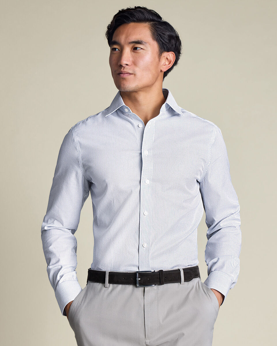 Non-Iron Twill Stripe Shirt – Indigo Blue