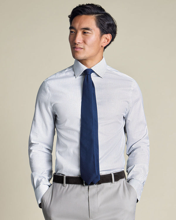 Non-Iron Twill Stripe Shirt – Indigo Blue