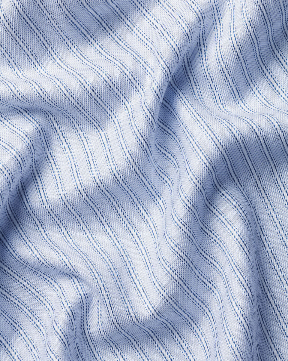 Non-Iron Twill Stripe Shirt – Mid Blue