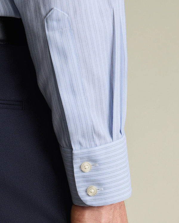 Non-Iron Twill Stripe Shirt – Mid Blue