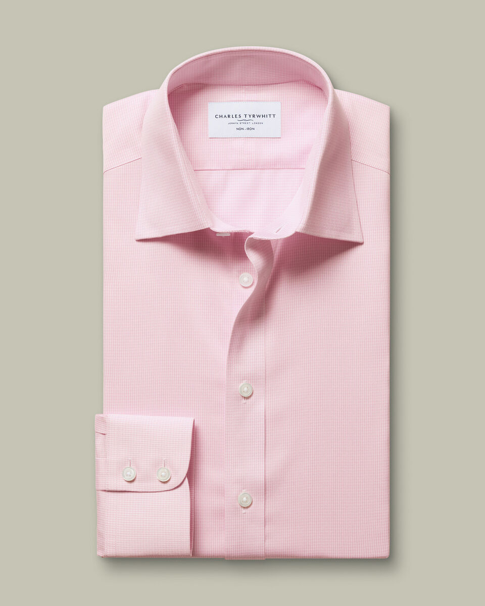 Non-Iron Twill Puppytooth Shirt – Pink