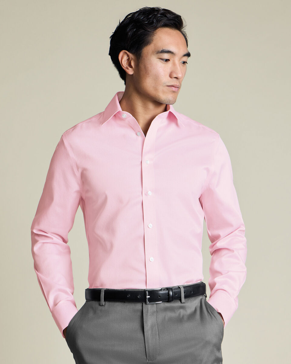 Non-Iron Twill Puppytooth Shirt – Pink Secondary image