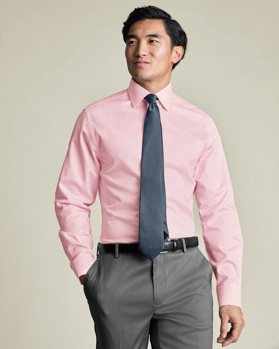 Non-Iron Twill Puppytooth Shirt – Pink