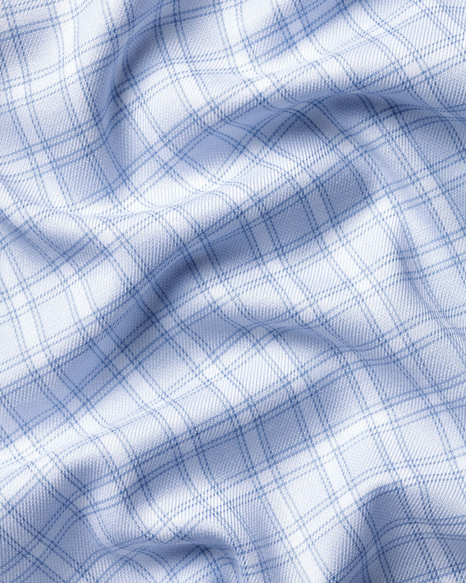 Non-Iron Twill Check Shirt - Sky Blue