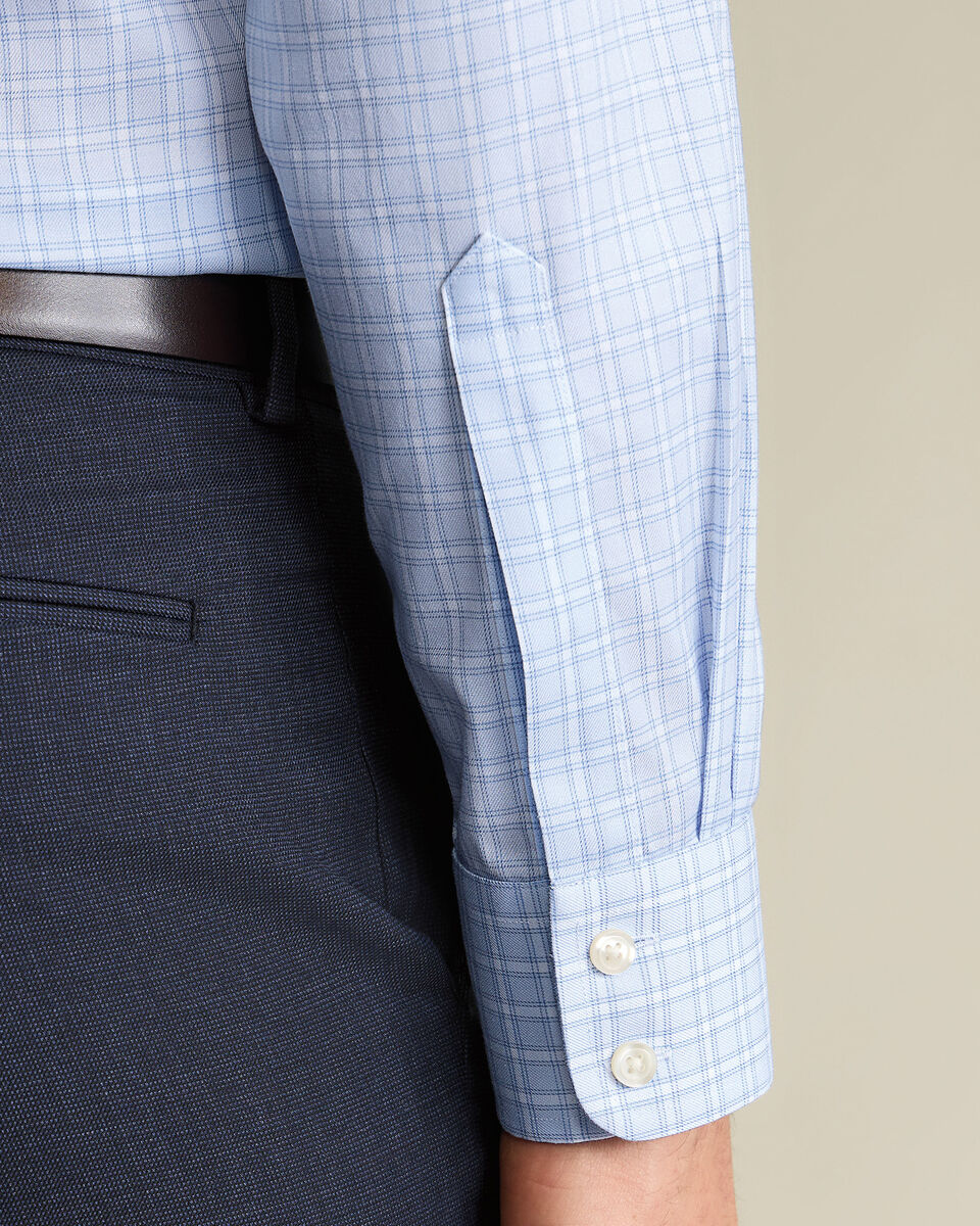 Non-Iron Twill Check Shirt - Sky Blue