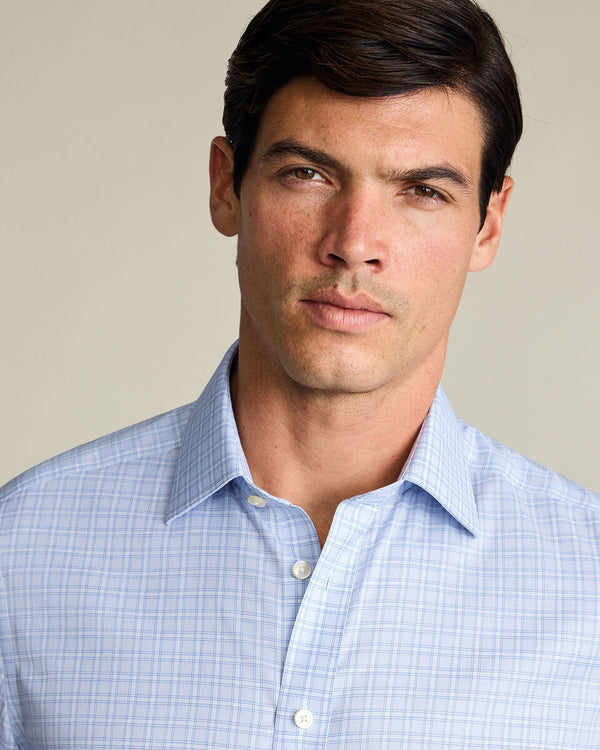 Non-Iron Twill Check Shirt - Sky Blue