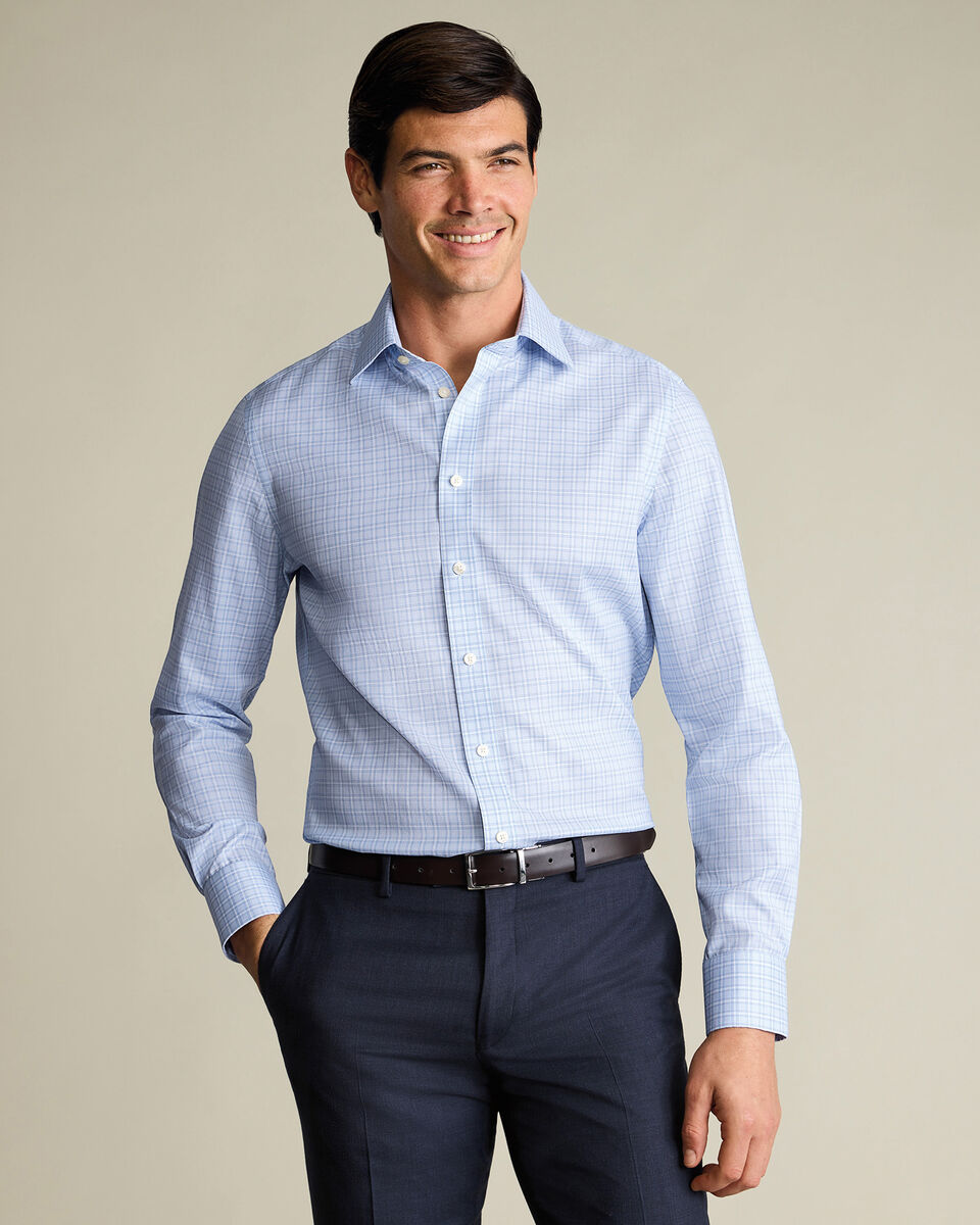 Non-Iron Twill Check Shirt - Sky Blue Secondary image