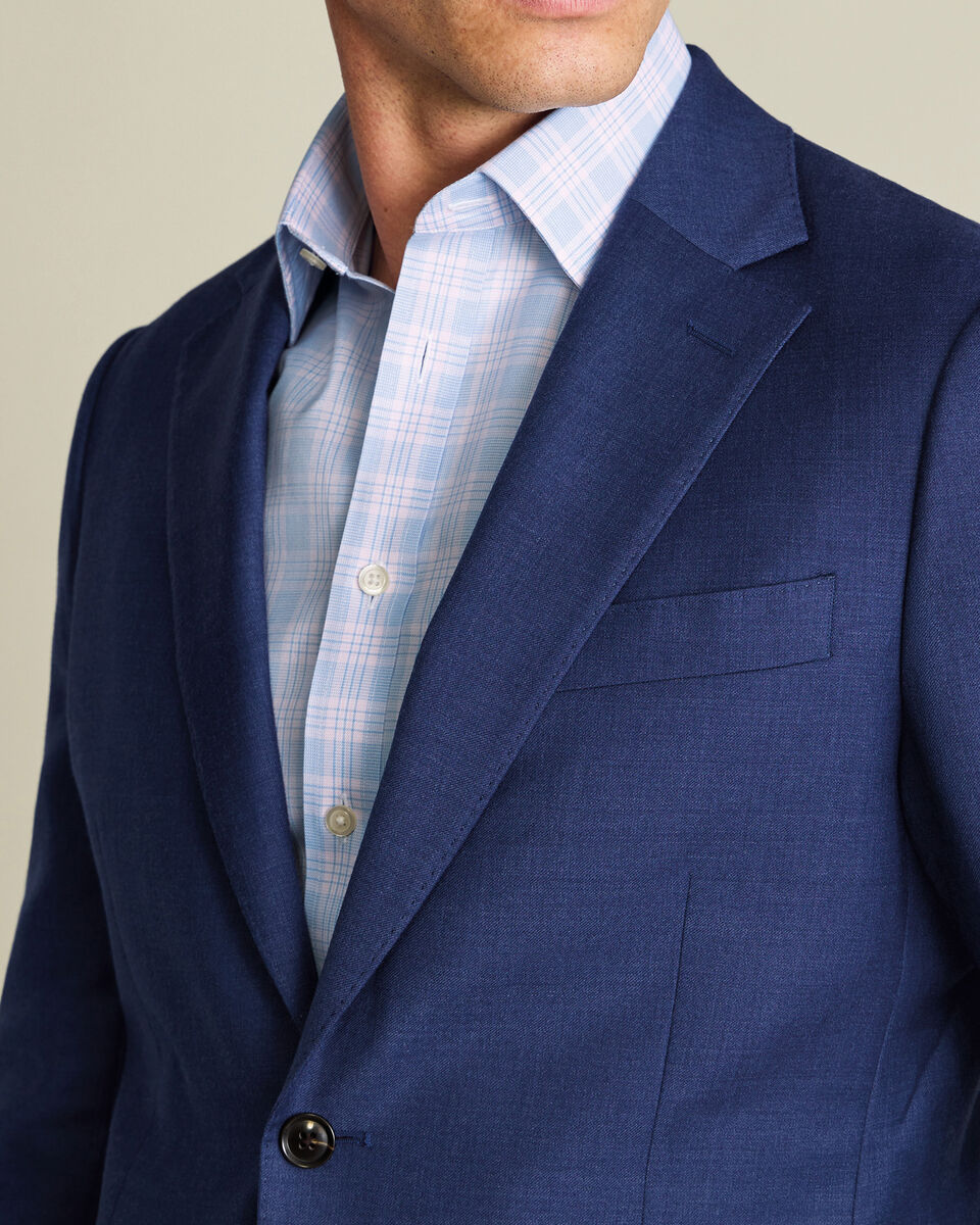 Non-Iron Twill Prince of Wales Check Shirt – Sky Blue & Pink