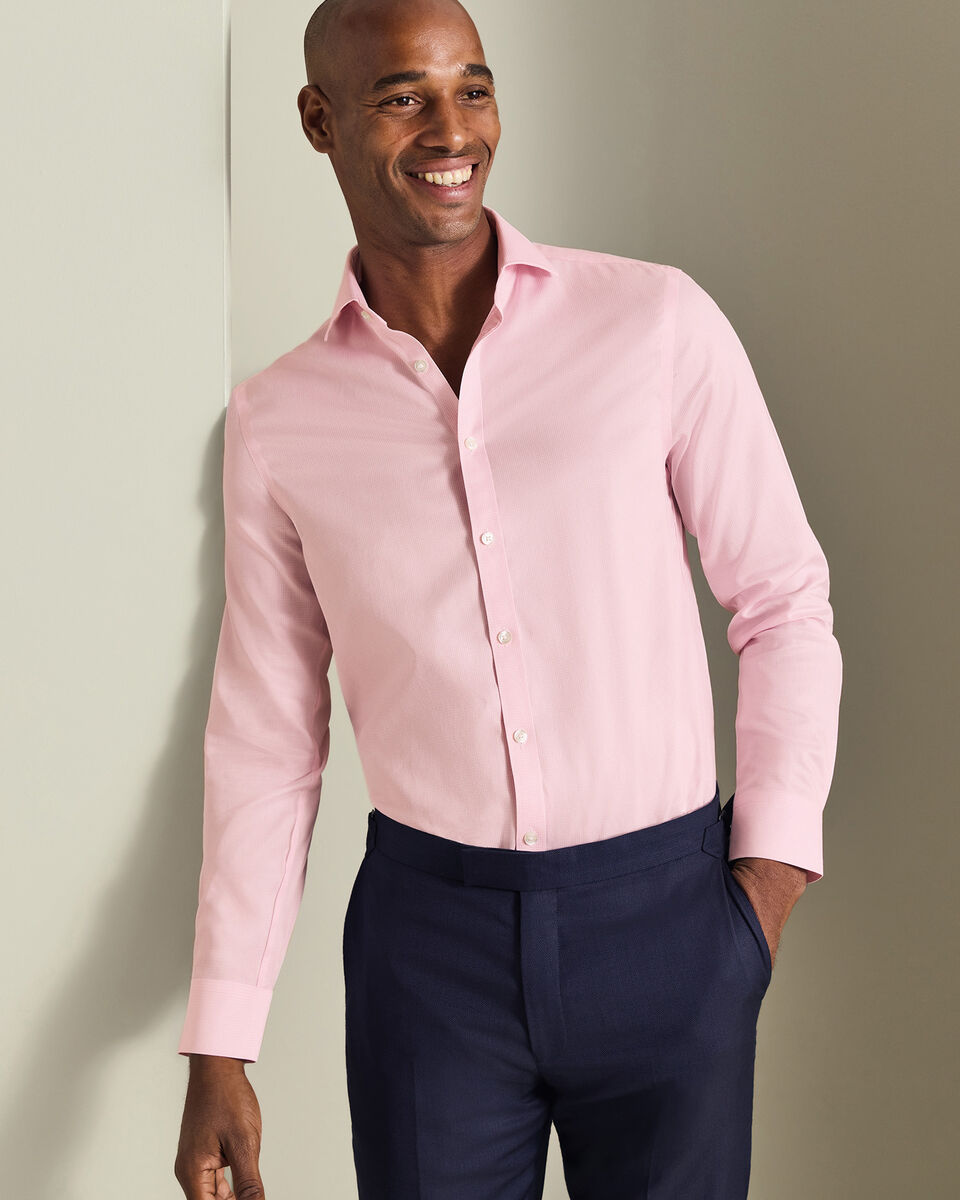 Non-Iron Twill Puppytooth Shirt – Pink