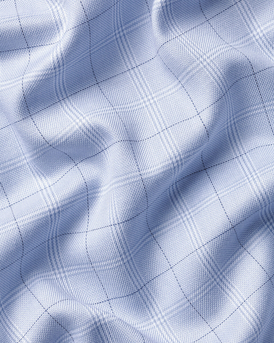 Non-Iron Twill Check Shirt – Mid Blue