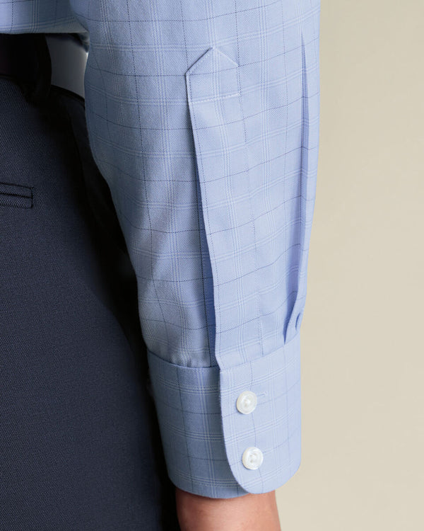 Non-Iron Twill Check Shirt – Mid Blue