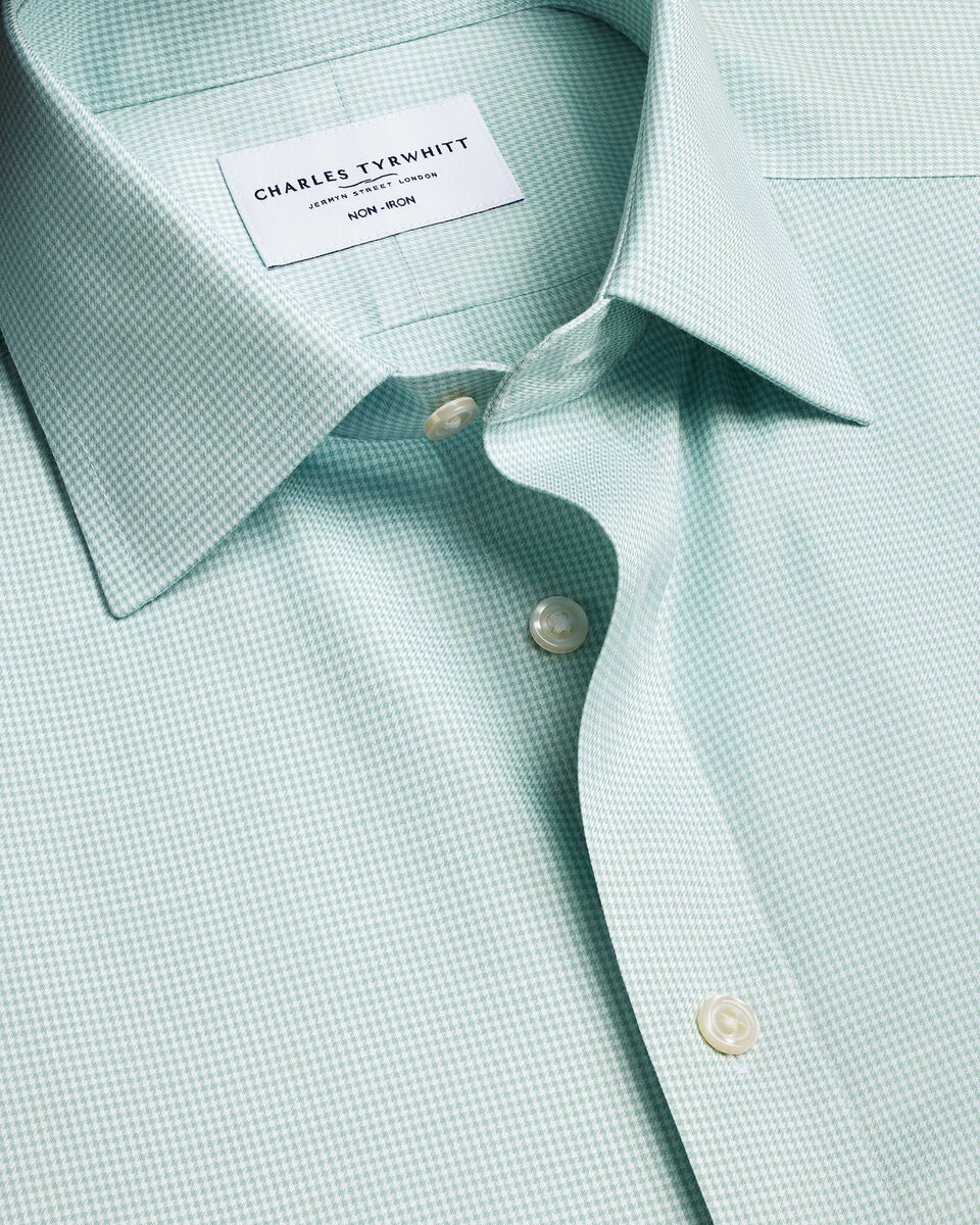 Non-Iron Twill Puppytooth Shirt - Green