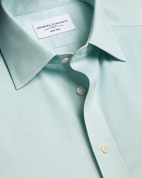 Non-Iron Twill Puppytooth Shirt - Green