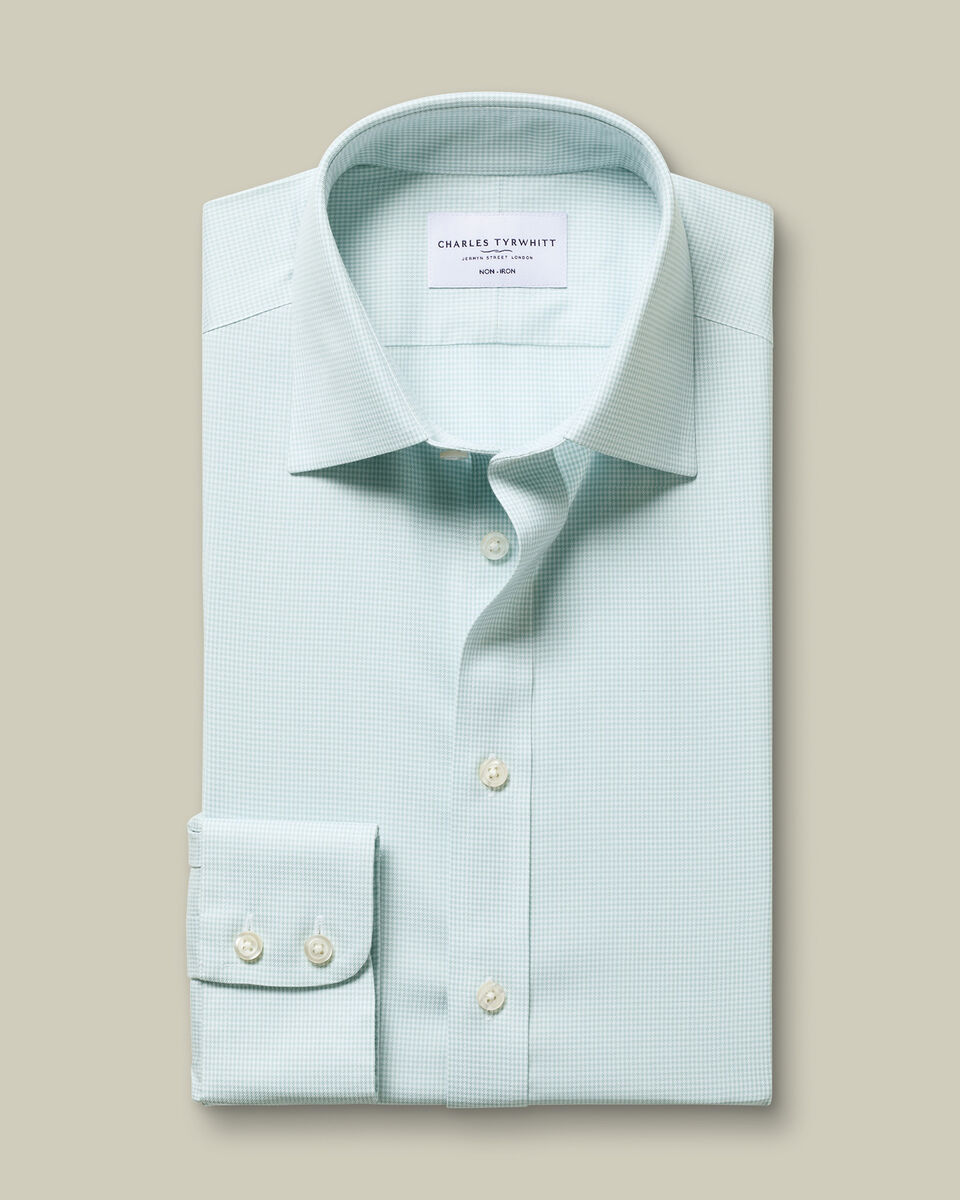 Non-Iron Twill Puppytooth Shirt - Green