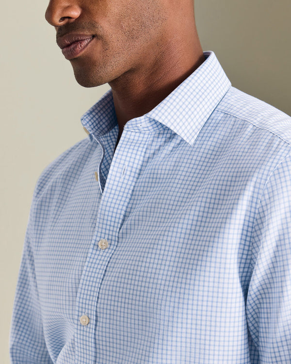 Non-Iron Twill Check Shirt - Sky Blue