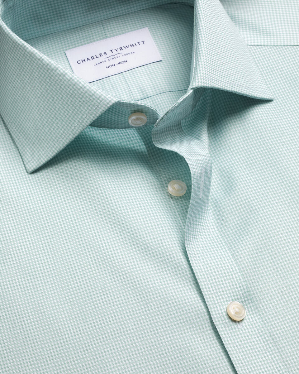 Non-Iron Twill Puppytooth Shirt - Green