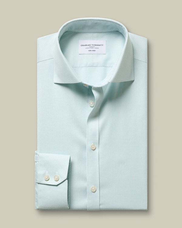 Non-Iron Twill Puppytooth Shirt - Green