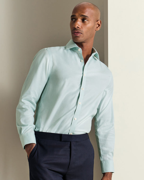 Non-Iron Twill Puppytooth Shirt - Green