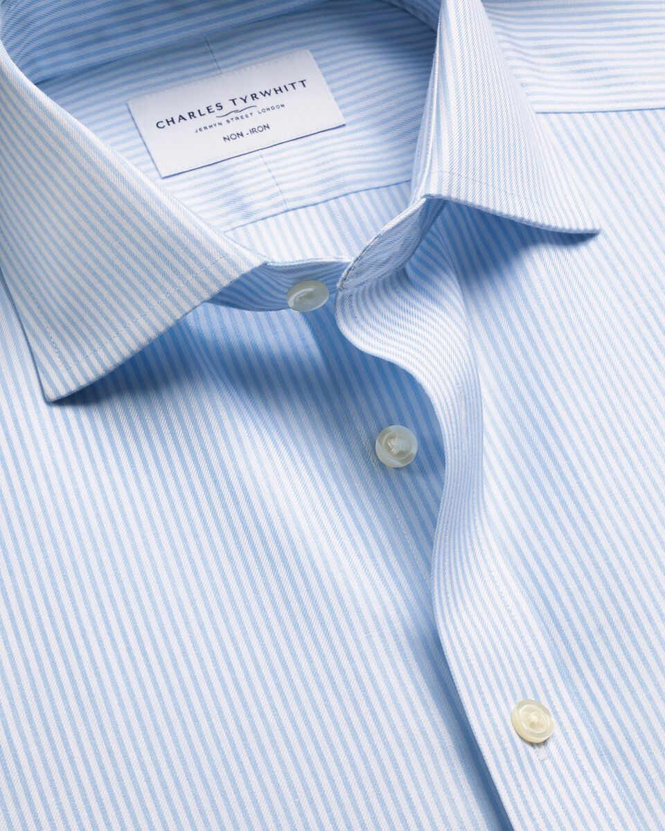 Non-Iron Twill Bengal Stripe Shirt - Light Blue Main image