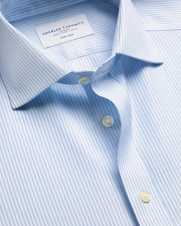 Non-Iron Twill Bengal Stripe Shirt - Light Blue