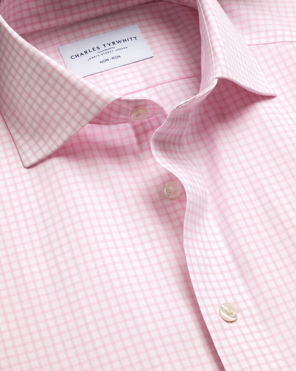 Non-Iron Twill Check Shirt - Pink Main image