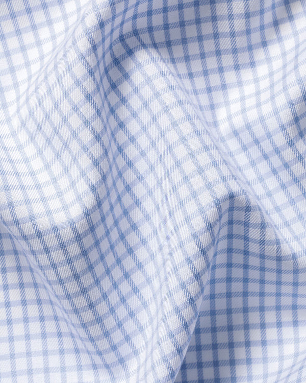 Non-Iron Twill Check Shirt - Sky Blue