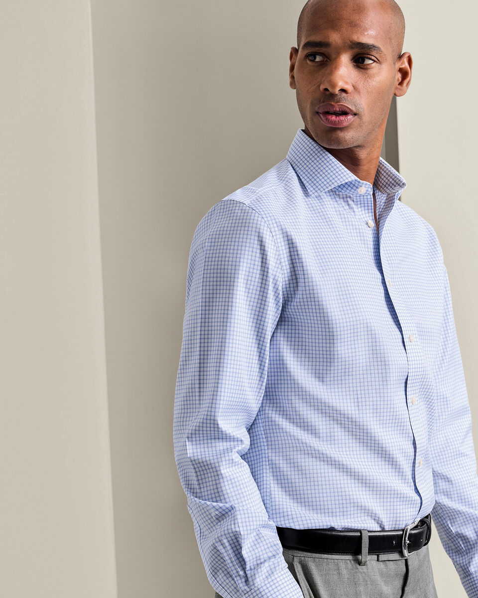 Non-Iron Twill Check Shirt - Sky Blue Secondary image