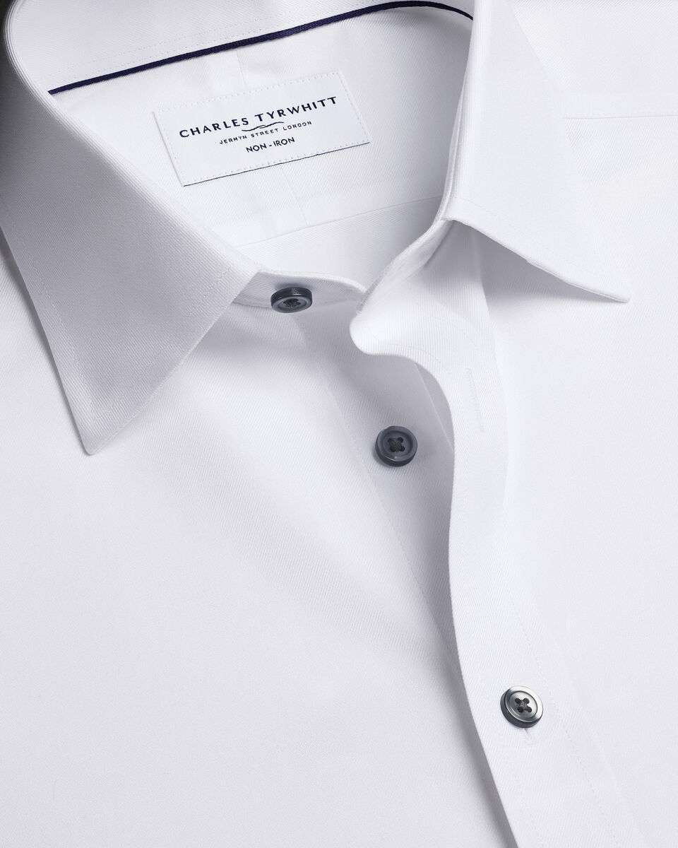 Non-Iron Twill with Contrast Buttons Shirt - White Main image