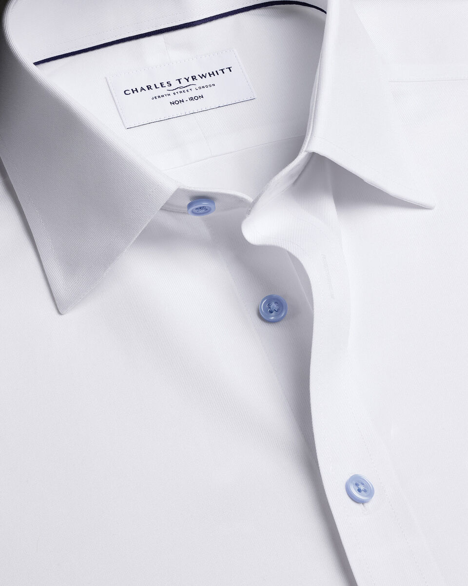 Non-Iron Twill with Contrast Buttons Shirt - White Main image