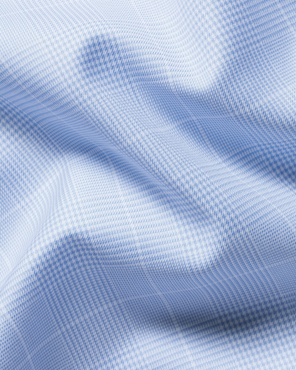 Non-Iron Twill Prince of Wales Check Shirt - Sky Blue