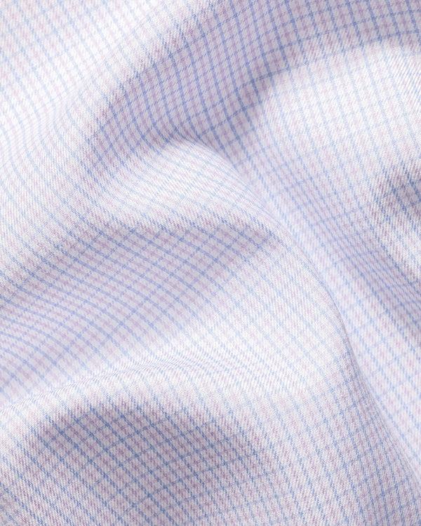 Non-Iron Twill Check Shirt - Cornflower Blue and Lilac