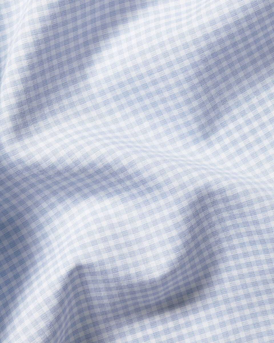 Non-Iron Stretch Poplin Gingham Shirt - Ice Blue