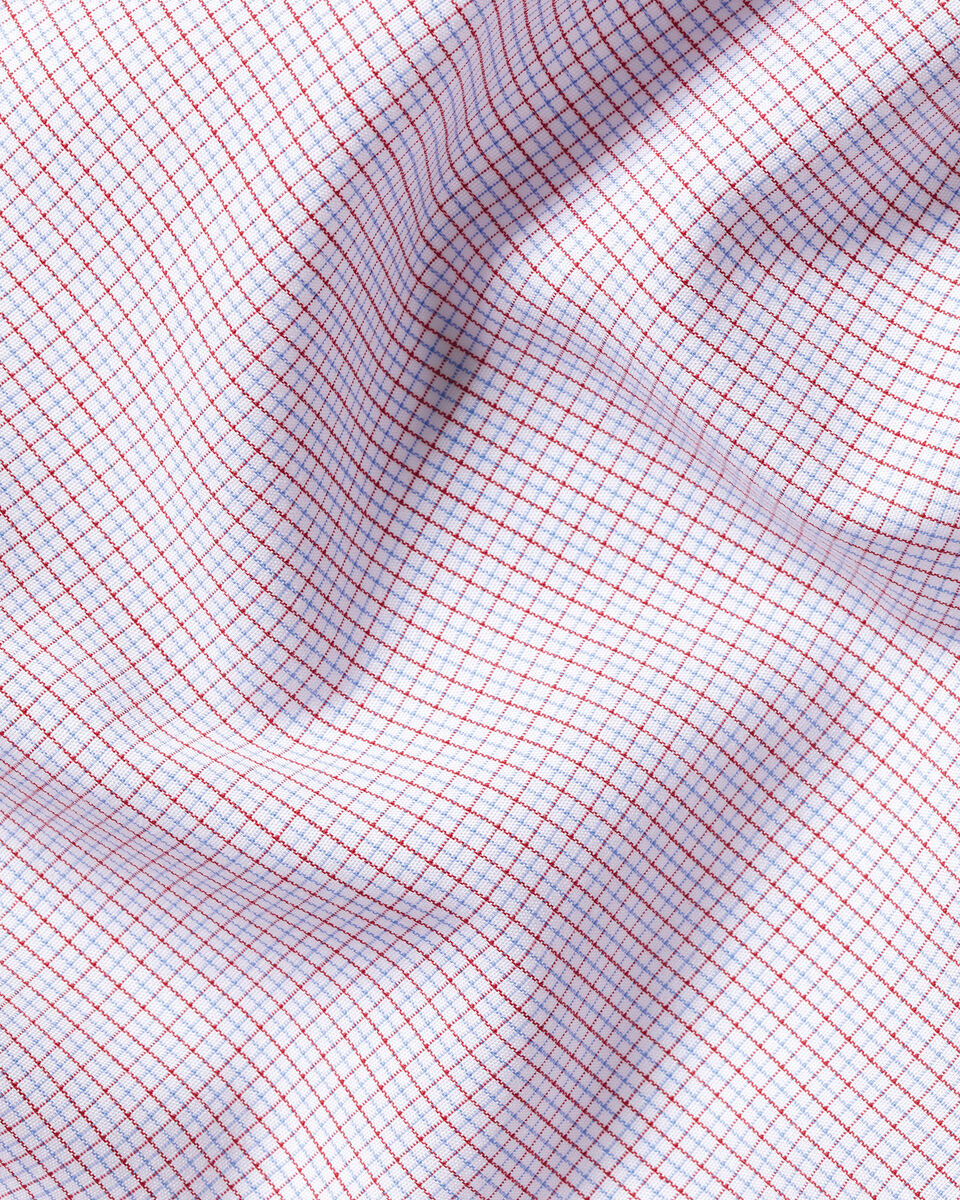 Non-Iron Stretch Poplin Check Shirt - Red & Blue