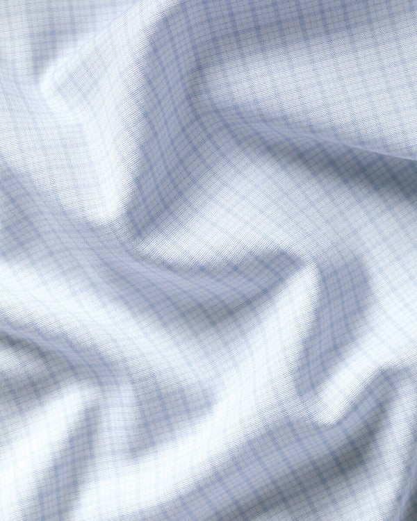 Non-Iron Stretch Poplin Check Shirt - Ice Blue