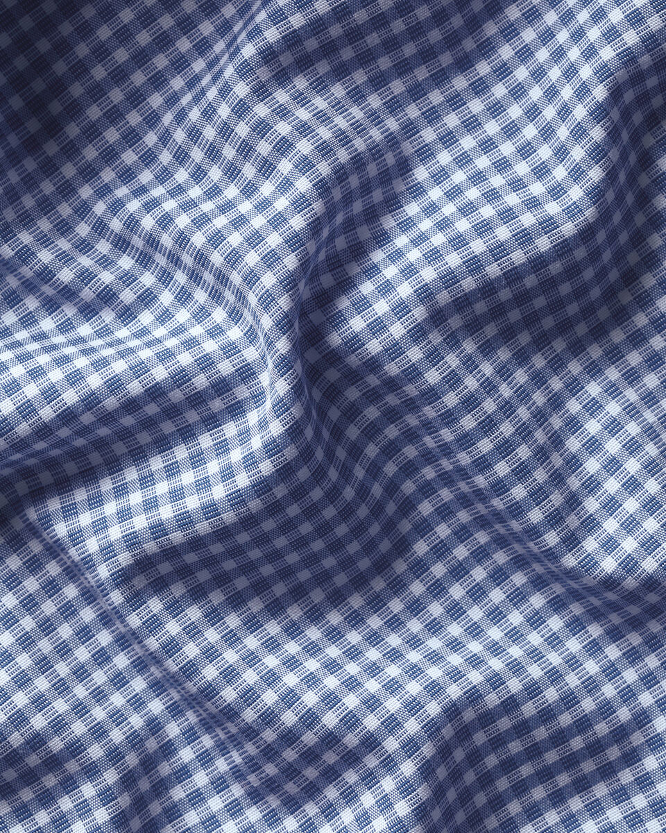 Non-Iron Stretch Poplin Gingham Shirt - Royal Blue