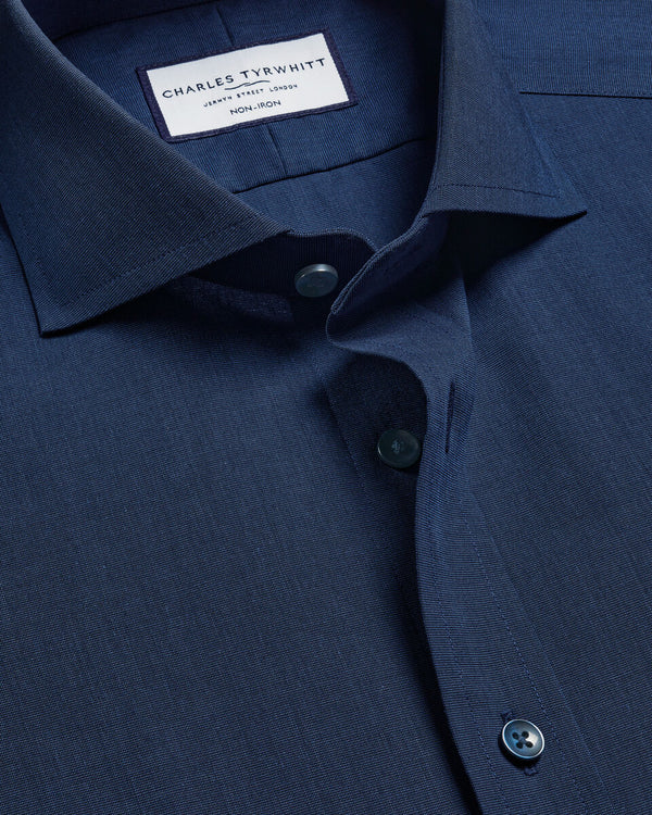 Non-Iron Stretch Poplin Shirt - Royal Blue