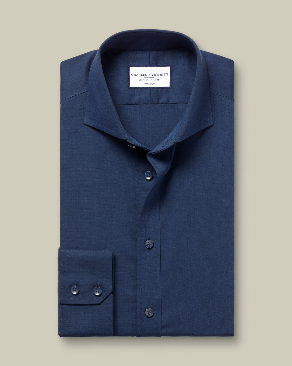 Non-Iron Stretch Poplin Shirt - Royal Blue