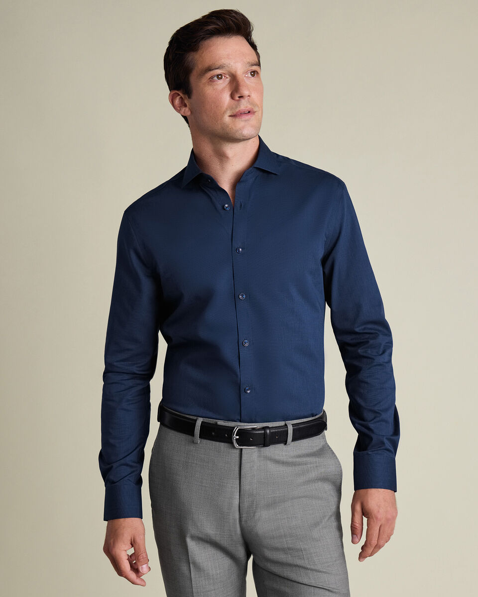 Non-Iron Stretch Poplin Shirt - Royal Blue Secondary image