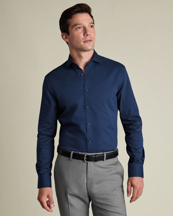 Non-Iron Stretch Poplin Shirt - Royal Blue
