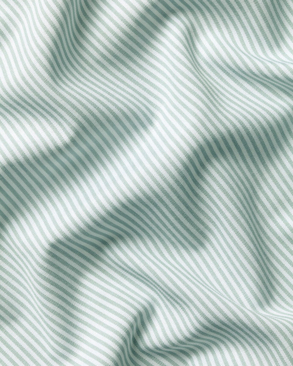 Non-Iron Stretch Poplin Bengal Stripe Shirt – Mid Green