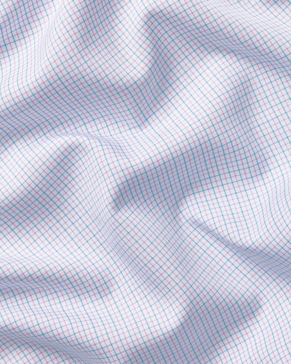 Non-Iron Stretch Poplin Check Shirt – Lilac & Sky Blue