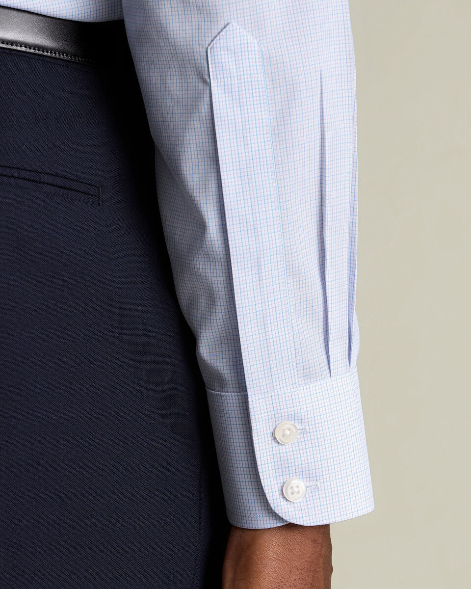 Non-Iron Stretch Poplin Check Shirt – Lilac & Sky Blue