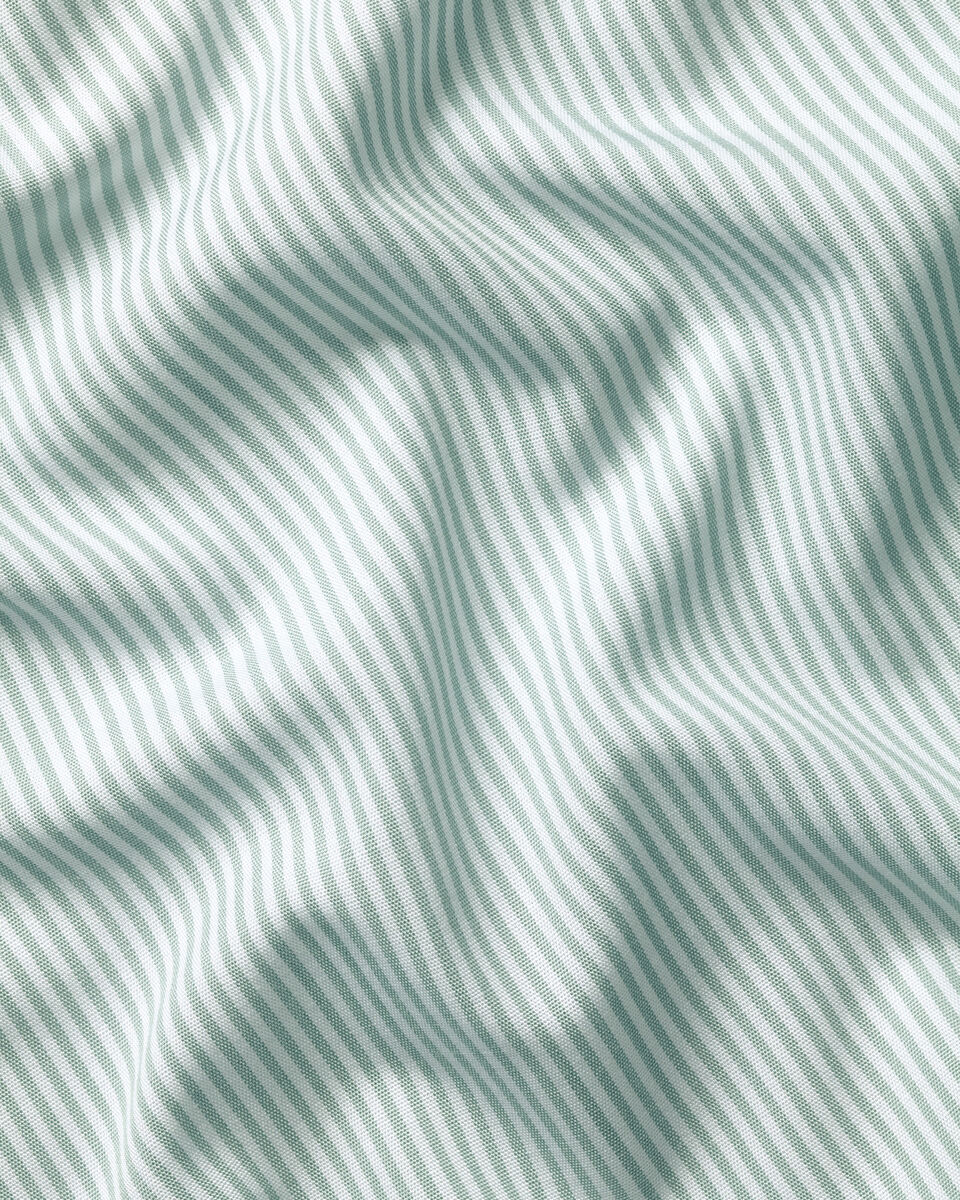 Non-Iron Stretch Poplin Bengal Stripe Shirt – Mid Green