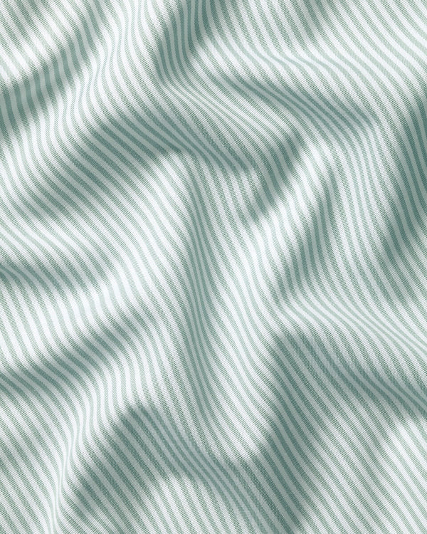 Non-Iron Stretch Poplin Bengal Stripe Shirt – Mid Green