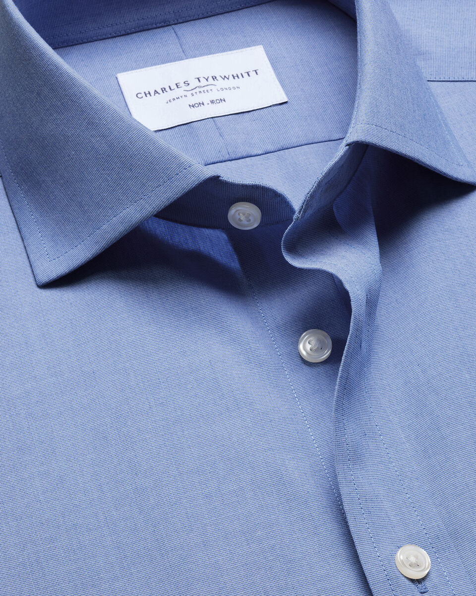 Non-Iron Stretch Poplin Shirt – Mid Blue Main image