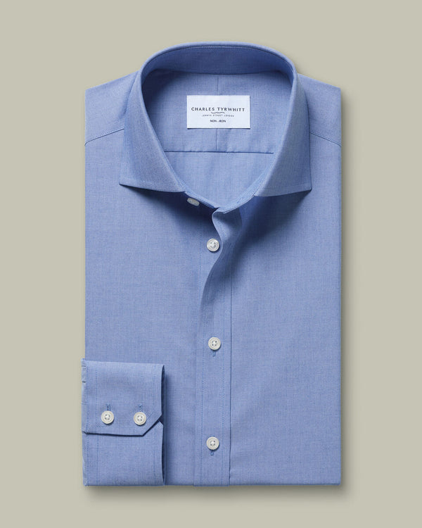 Non-Iron Stretch Poplin Shirt – Mid Blue