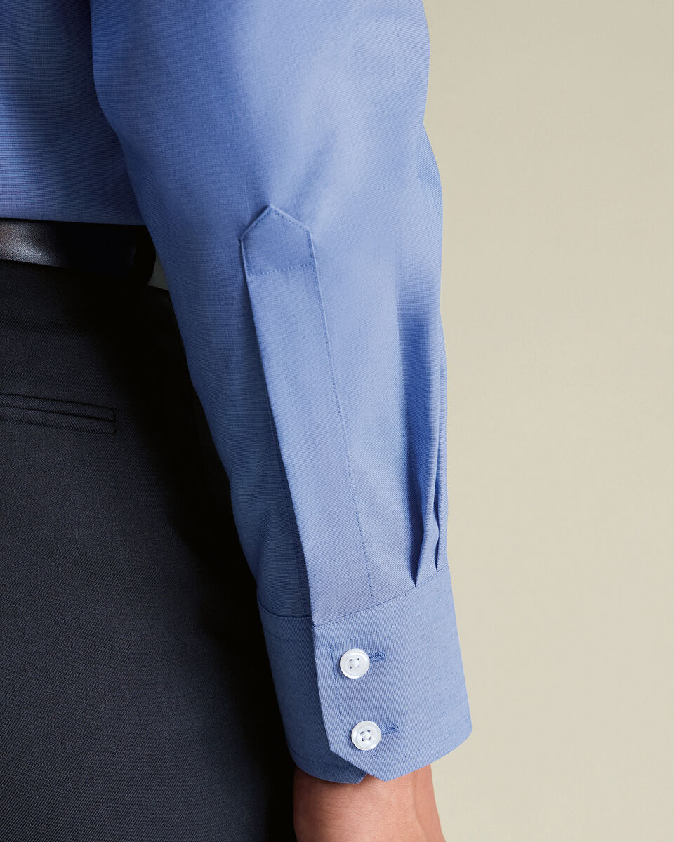 Non-Iron Stretch Poplin Shirt – Mid Blue