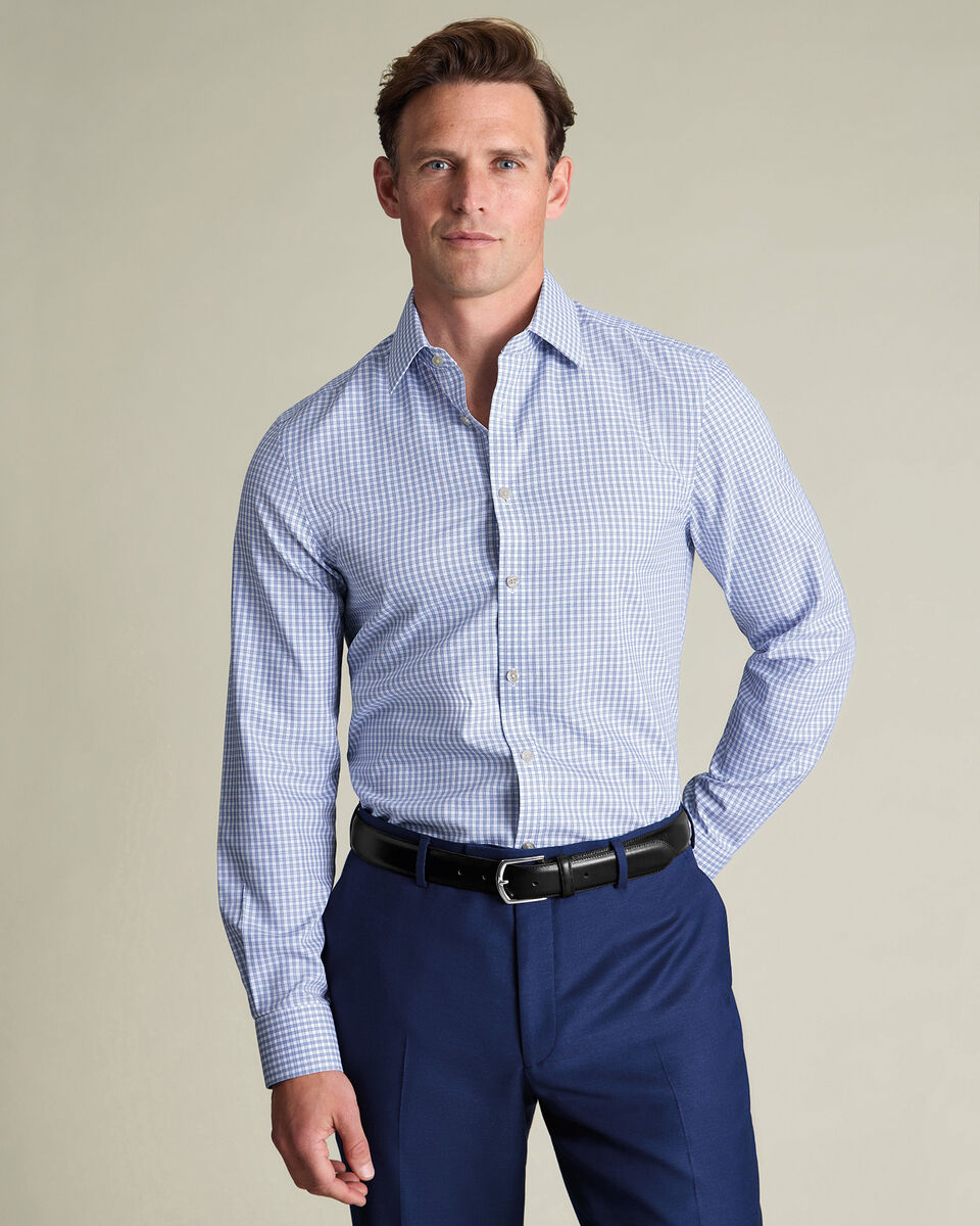 Non-Iron Royal Oxford Check Shirt - Blue Secondary image