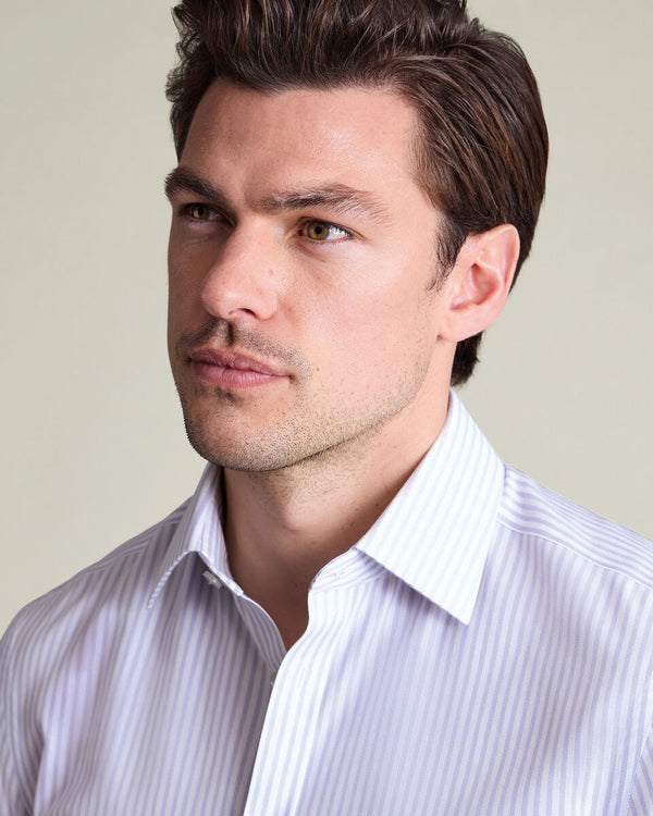 Non-Iron Royal Oxford Stripe Shirt - Lilac